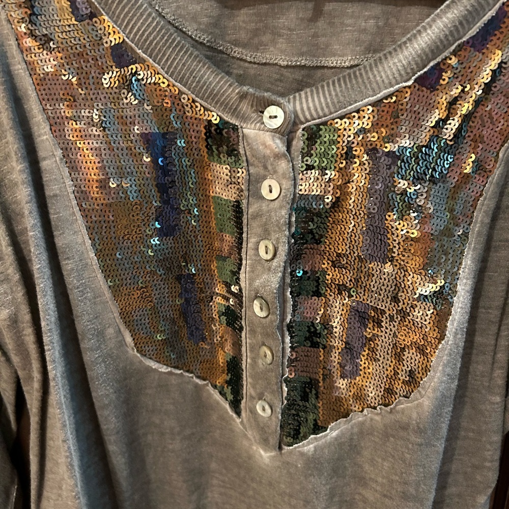 Free People sequin henley xl